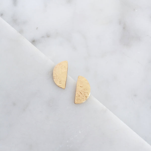 Half moon stud earrings- 14k gold fill - Shepherd's Run Jewelry