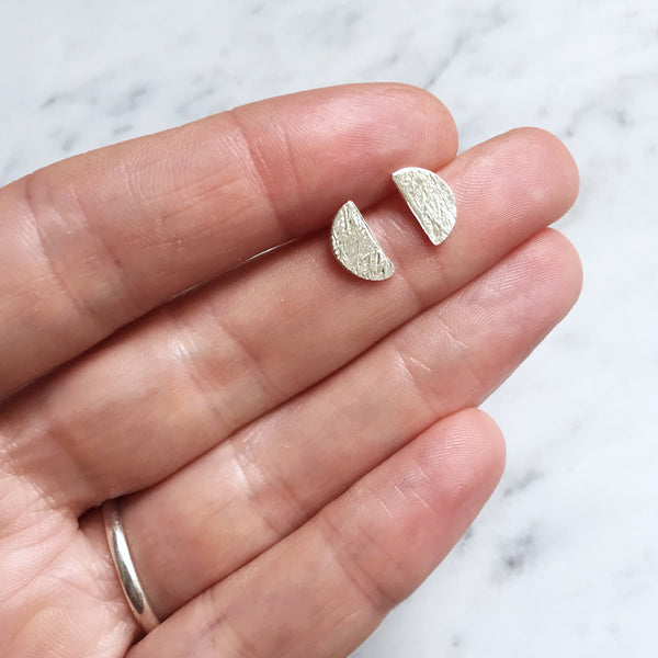 Half moon stud earrings- 14k gold fill - Shepherd's Run Jewelry