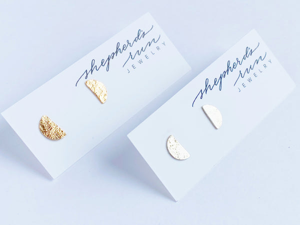 Half moon stud earrings