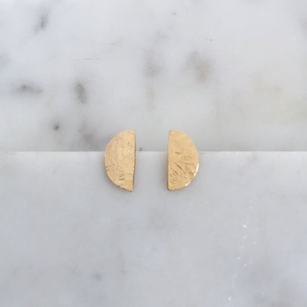 Half moon stud earrings- 14k gold fill - Shepherd's Run Jewelry
