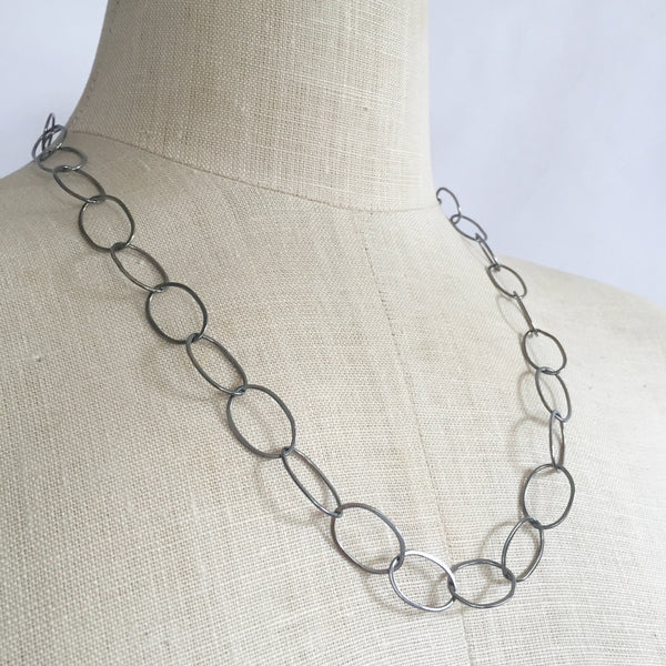 Organic oval handmade chain necklace - Shepherd's Run Jewelry