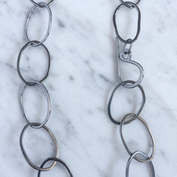 Organic oval handmade chain necklace - Shepherd's Run Jewelry