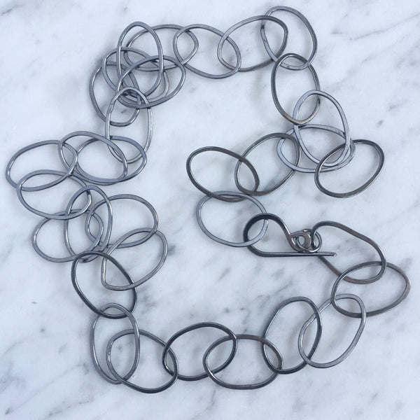 Organic oval handmade chain necklace - Shepherd's Run Jewelry