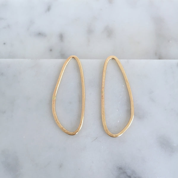 Organic Oval Studs- 14k yellow gold fill - Shepherd's Run Jewelry