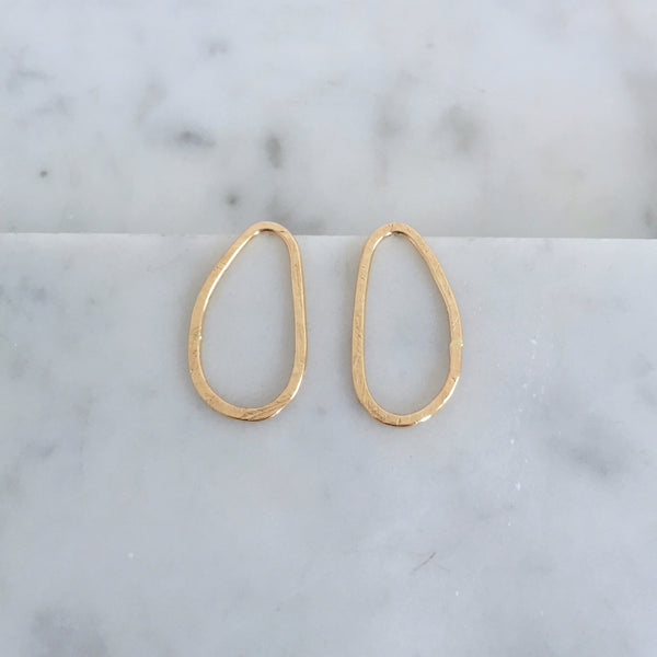 Organic Oval Studs- 14k yellow gold fill - Shepherd's Run Jewelry