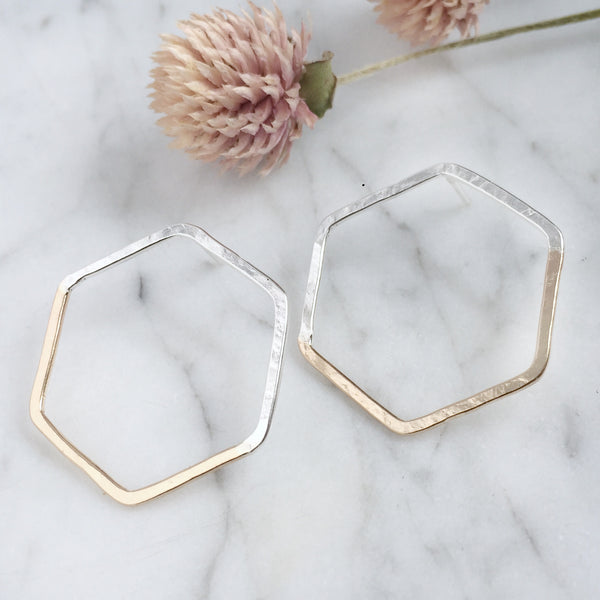 Half and half hex studs - Shepherd's Run Jewelry