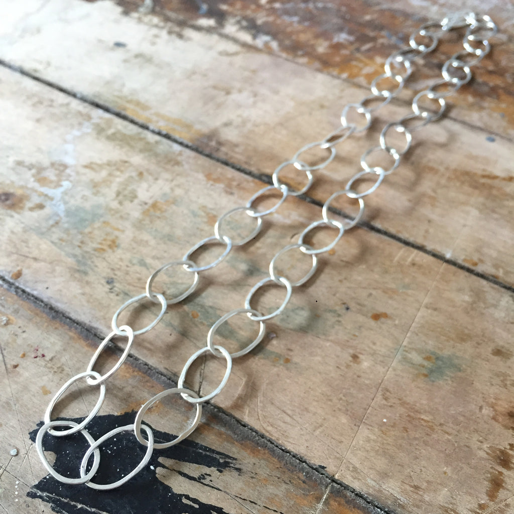 Organic oval handmade chain necklace - Shepherd's Run Jewelry