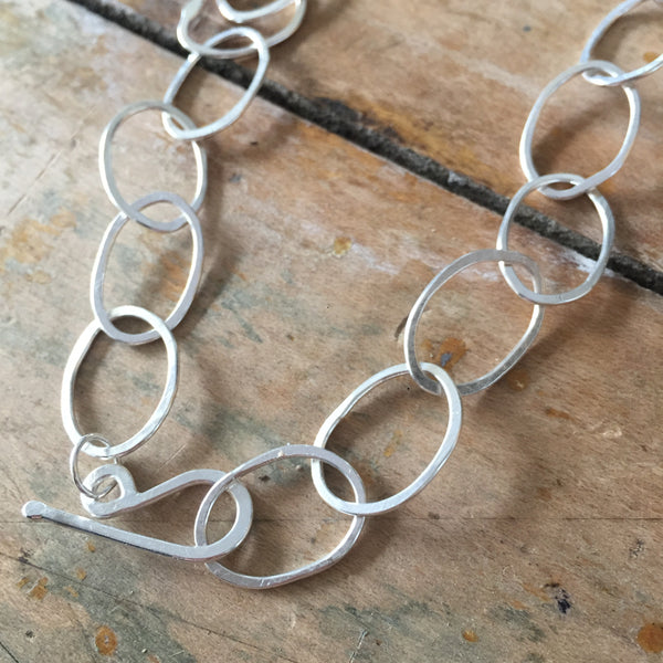 Organic oval handmade chain necklace - Shepherd's Run Jewelry
