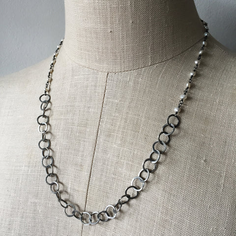 Pearl and handmade chain necklace - Shepherd's Run Jewelry