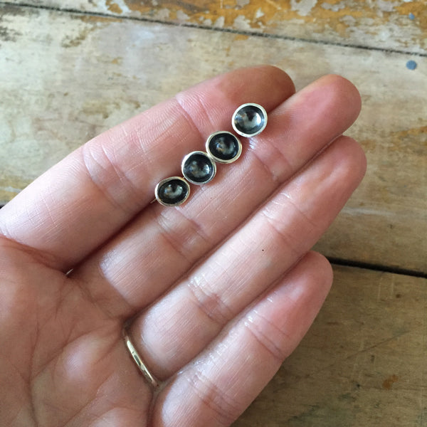 Oxidized silver cup studs - Shepherd's Run Jewelry