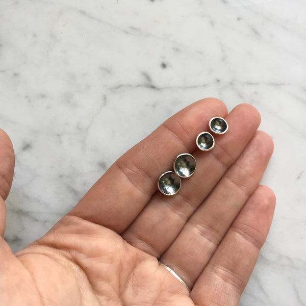 Oxidized silver cup studs - Shepherd's Run Jewelry