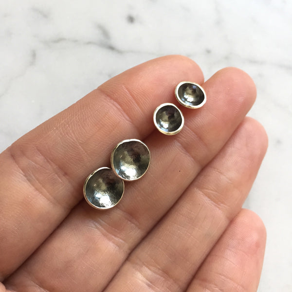 Oxidized silver cup studs - Shepherd's Run Jewelry