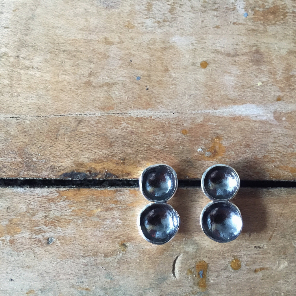 Oxidized double cup studs - Shepherd's Run Jewelry