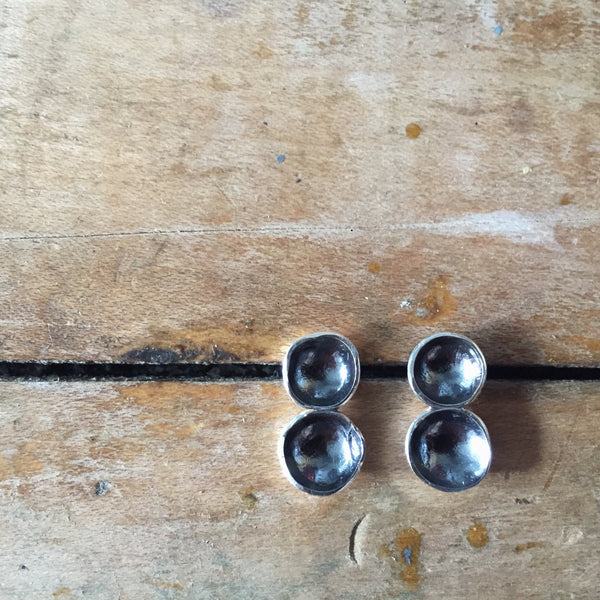 Oxidized double cup studs - Shepherd's Run Jewelry