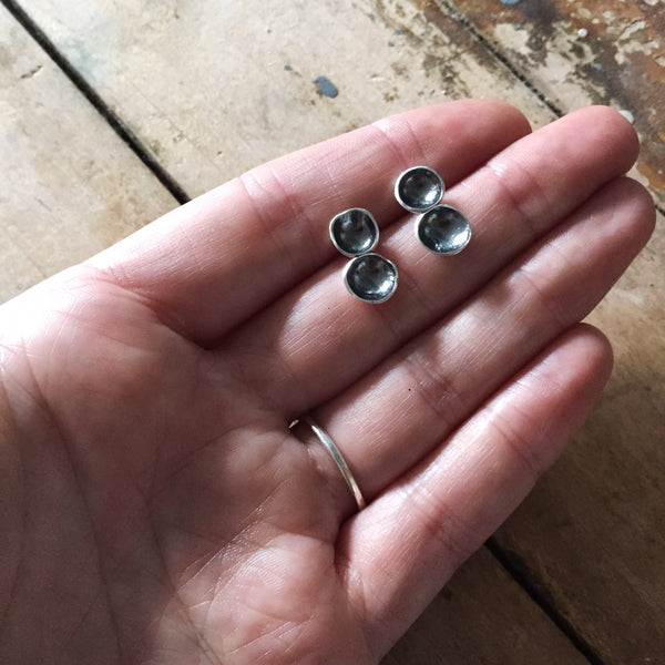 Oxidized double cup studs - Shepherd's Run Jewelry