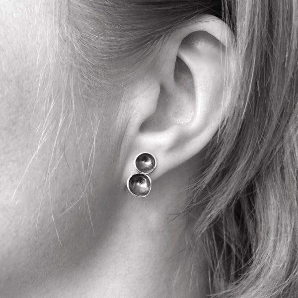 Oxidized double cup studs - Shepherd's Run Jewelry