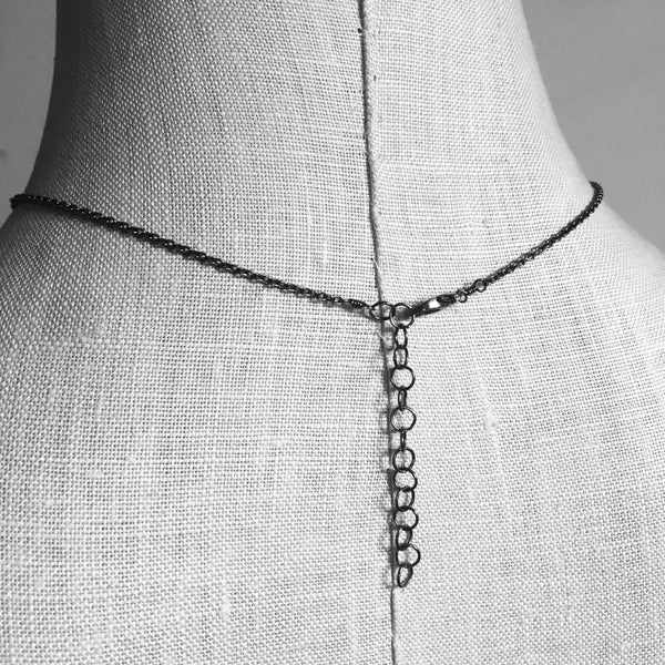 One of a kind Arc necklace with rose cut salt and pepper diamond - Shepherd's Run Jewelry