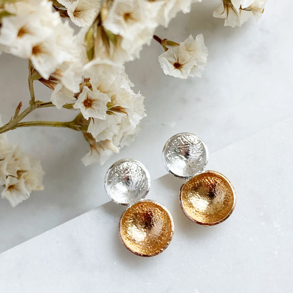 Double cup studs- mixed metal