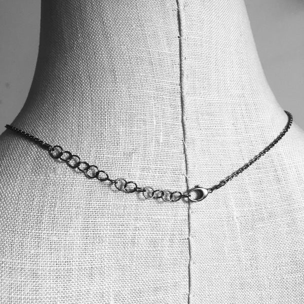 One of a kind Arc necklace with rose cut salt and pepper diamond - Shepherd's Run Jewelry