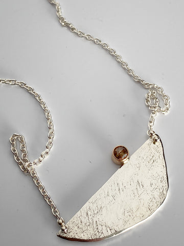 Edge pendant with Cognac Diamond, 14k Gold Bezel