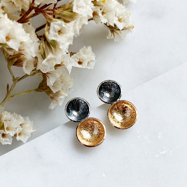 Double cup studs- mixed metal