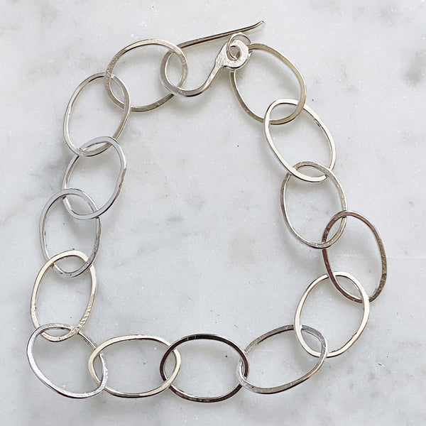 Organic Oval Handmade Chain Bracelet